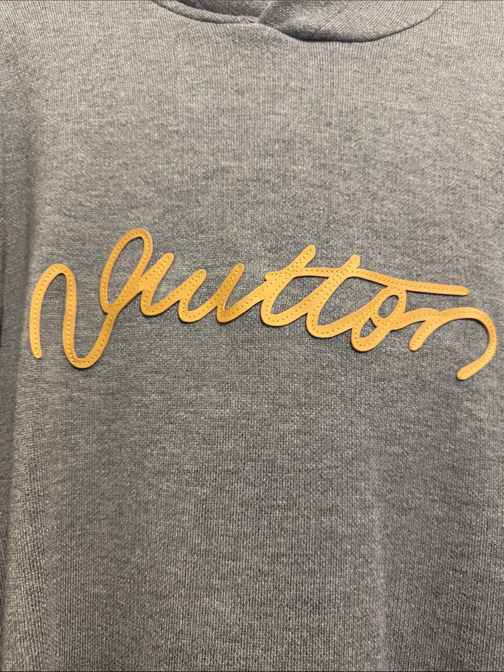 Louis Vuitton Gray Crewneck Sweater with Tan Script Logo - Picture 2 of 6